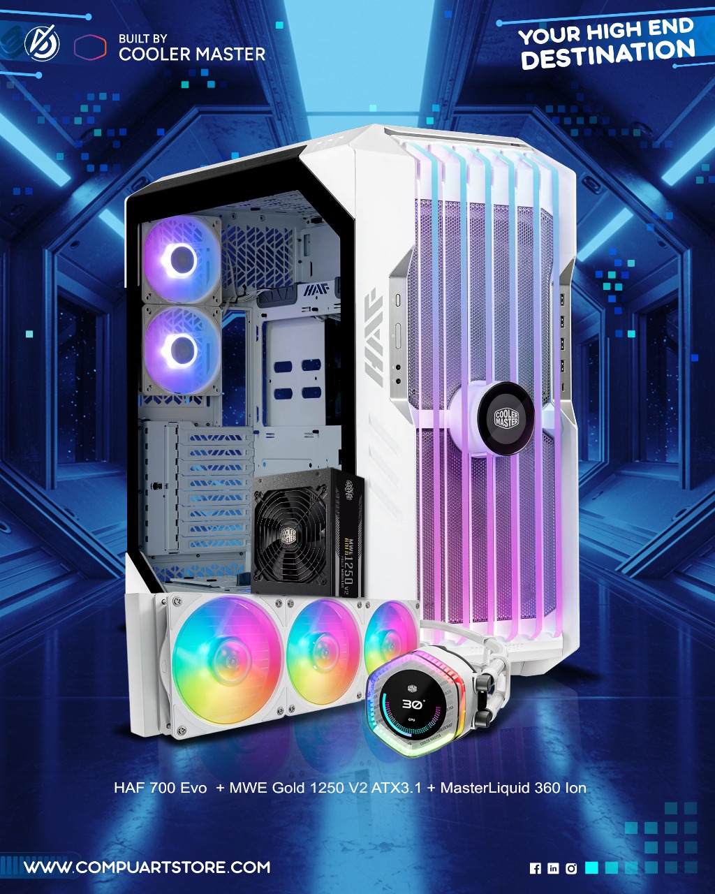 HAF 700 Evo  White  With 1250W PSU With ION 360 Bundle White